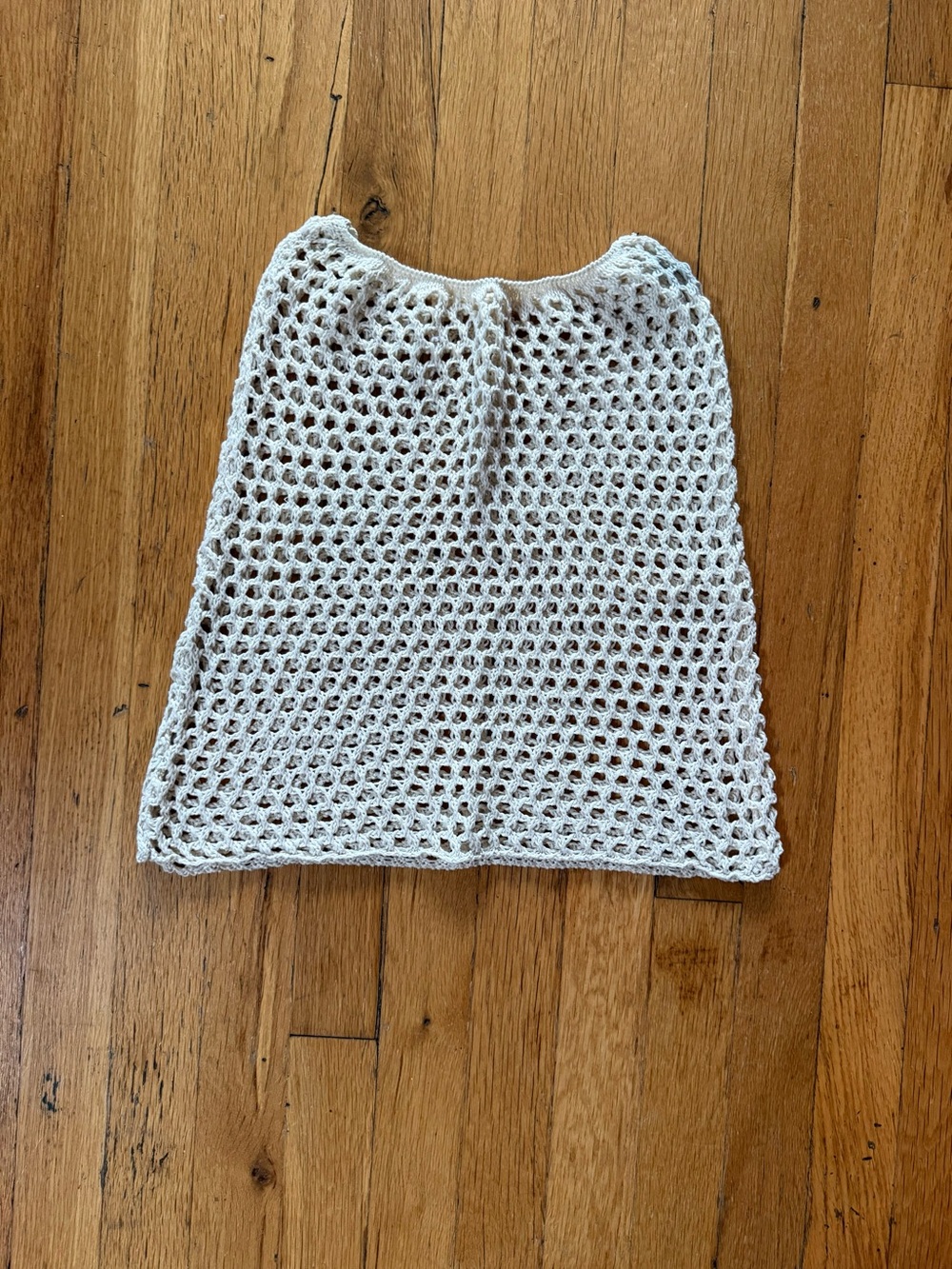 Cream Crochet Knit A-Line Skirt